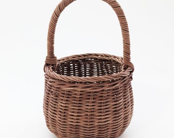 Rattan Easter Basket / Child's Play and Foraging Basket / Wicker Flower Girl Basket