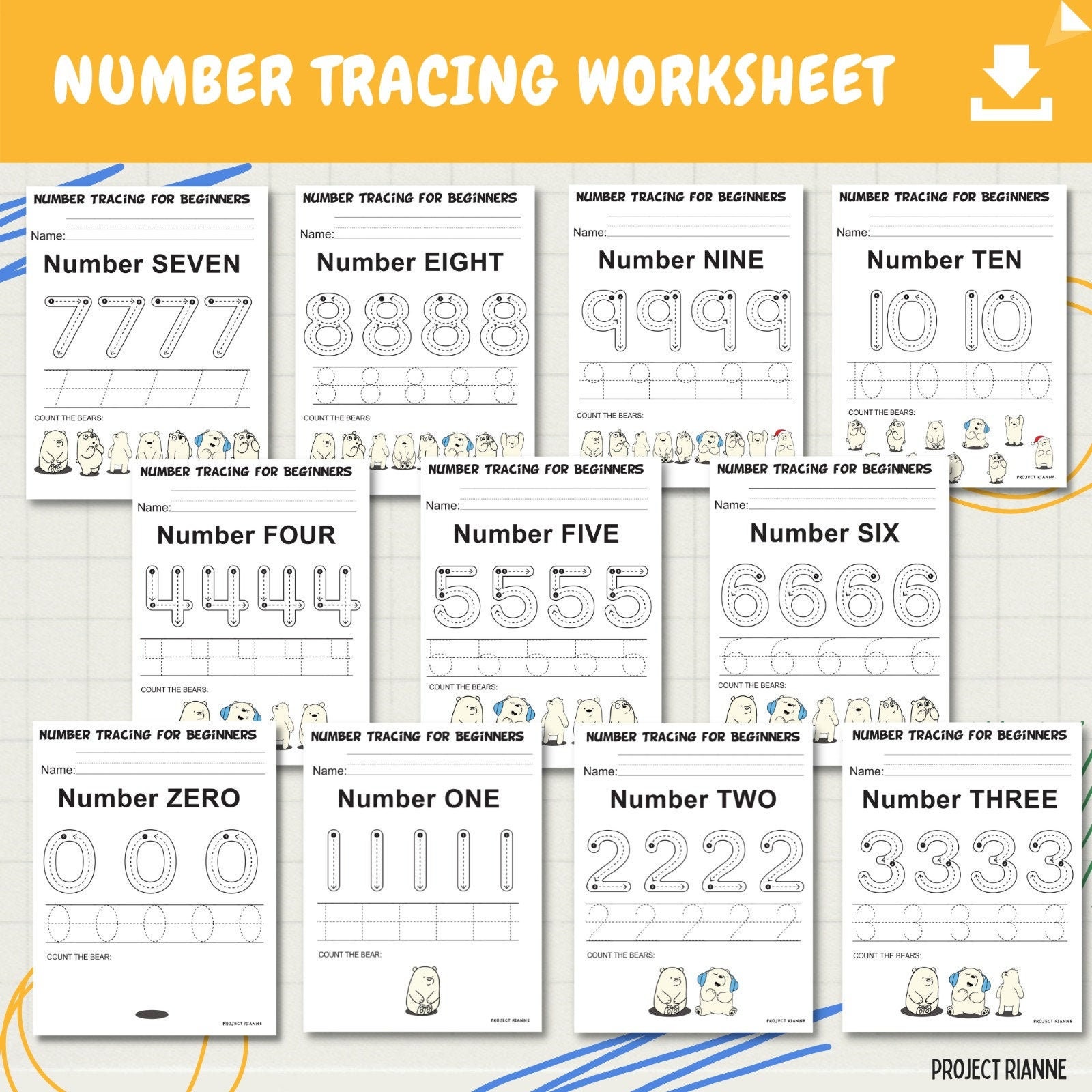 Number Tracing Tracing 010 Tracing Numbers Printable Etsy Canada