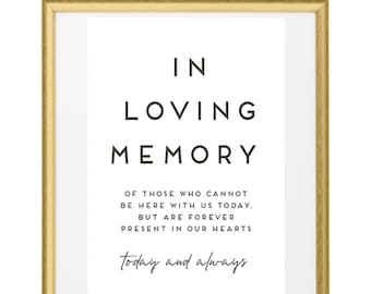 In Loving Memory Sign Printable, Wedding Sign, Memory Sign, INSTANT Download, Non-Editable