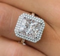 Double Halo Princess Cut moissanite Ring 3CT Diamond Ring 14K White Gold Ring Unique Forever Ring Engagement Ring set For Women Promise Ring product logo