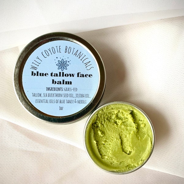 Blue Tallow Face Balm | 100% Grass fed Tallow | Sea Buckthorn | Blue Tansy