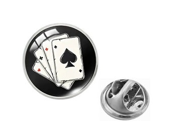 Broche con insignia de Pin de solapa con tarjetas 4 de un tipo de póquer