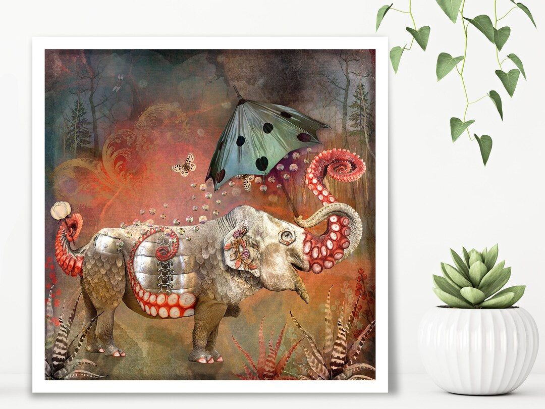 Octoeleino Unique Animal Art Print Open Edition Print Etsy