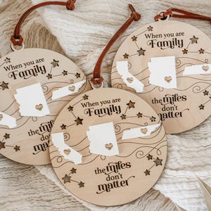Long Distance Family Ornament: Personalized State to State Christmas Decor