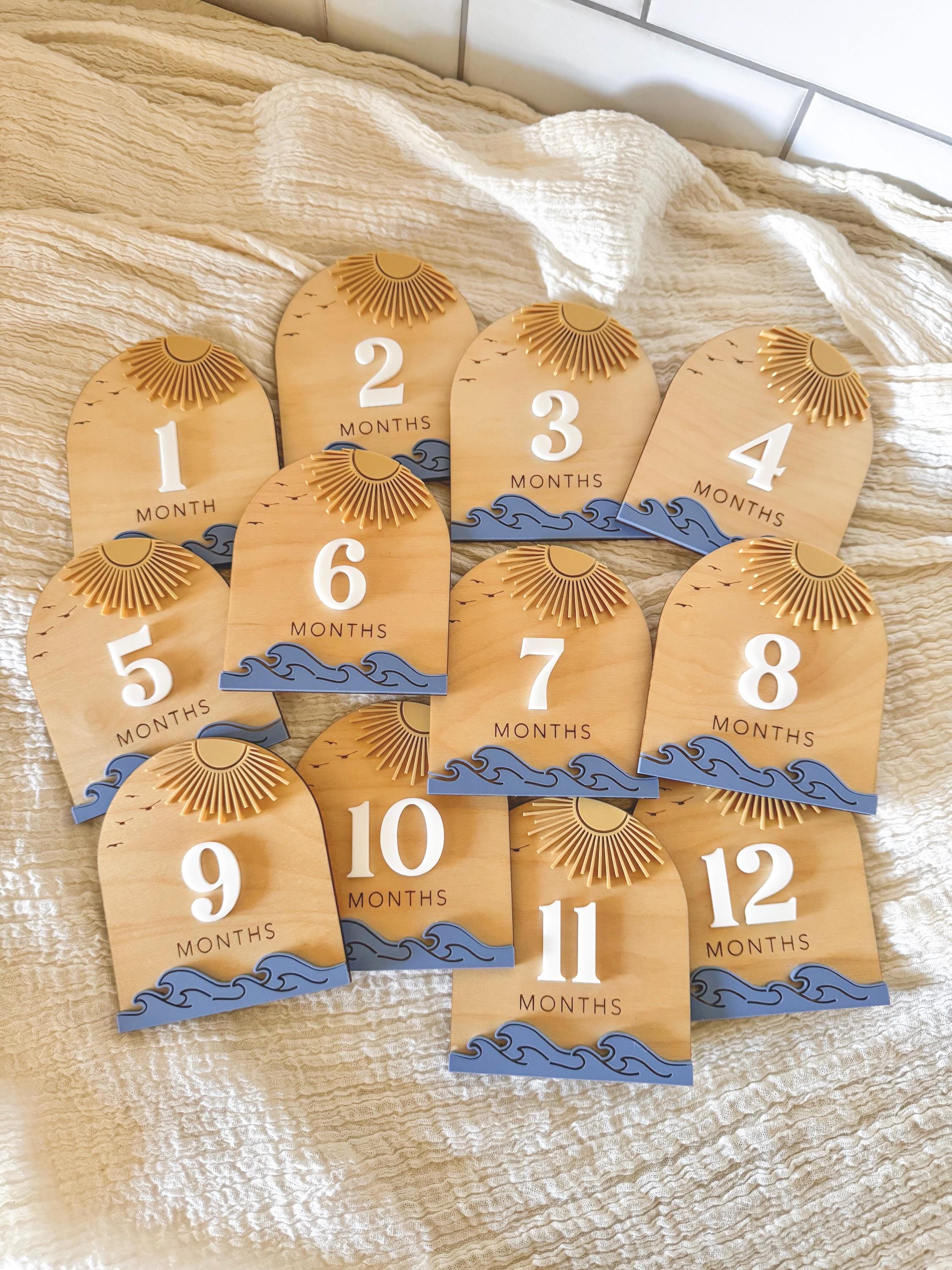 Ocean Baby Milestone Set, Beach Theme Monthly Milestones, Baby Name ...
