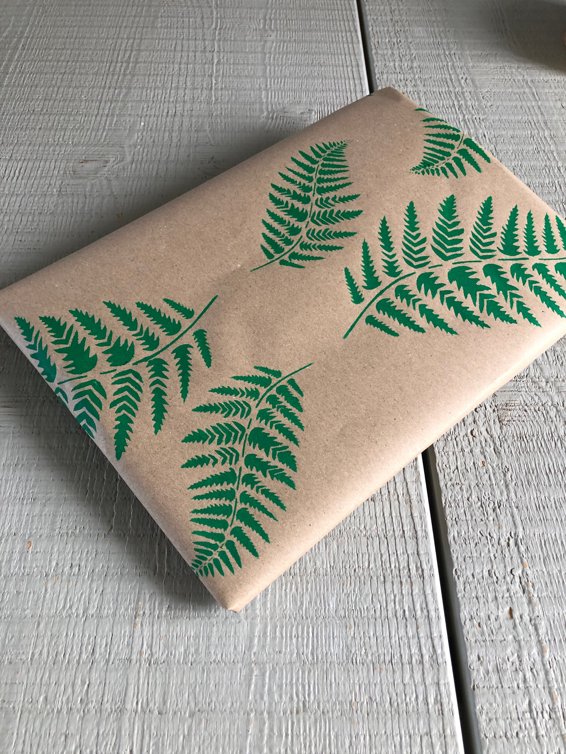 Biodegradable wrapping paper with fern design in green eco Etsy
