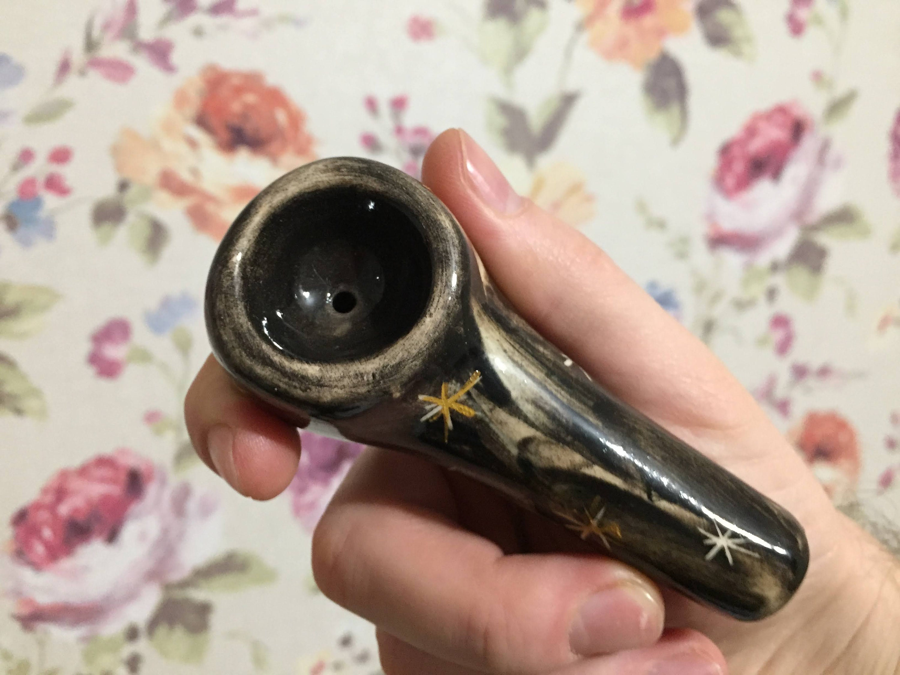 Ceramic smoking pipe Big smoke bowl Art hand painted Unique Etsy
