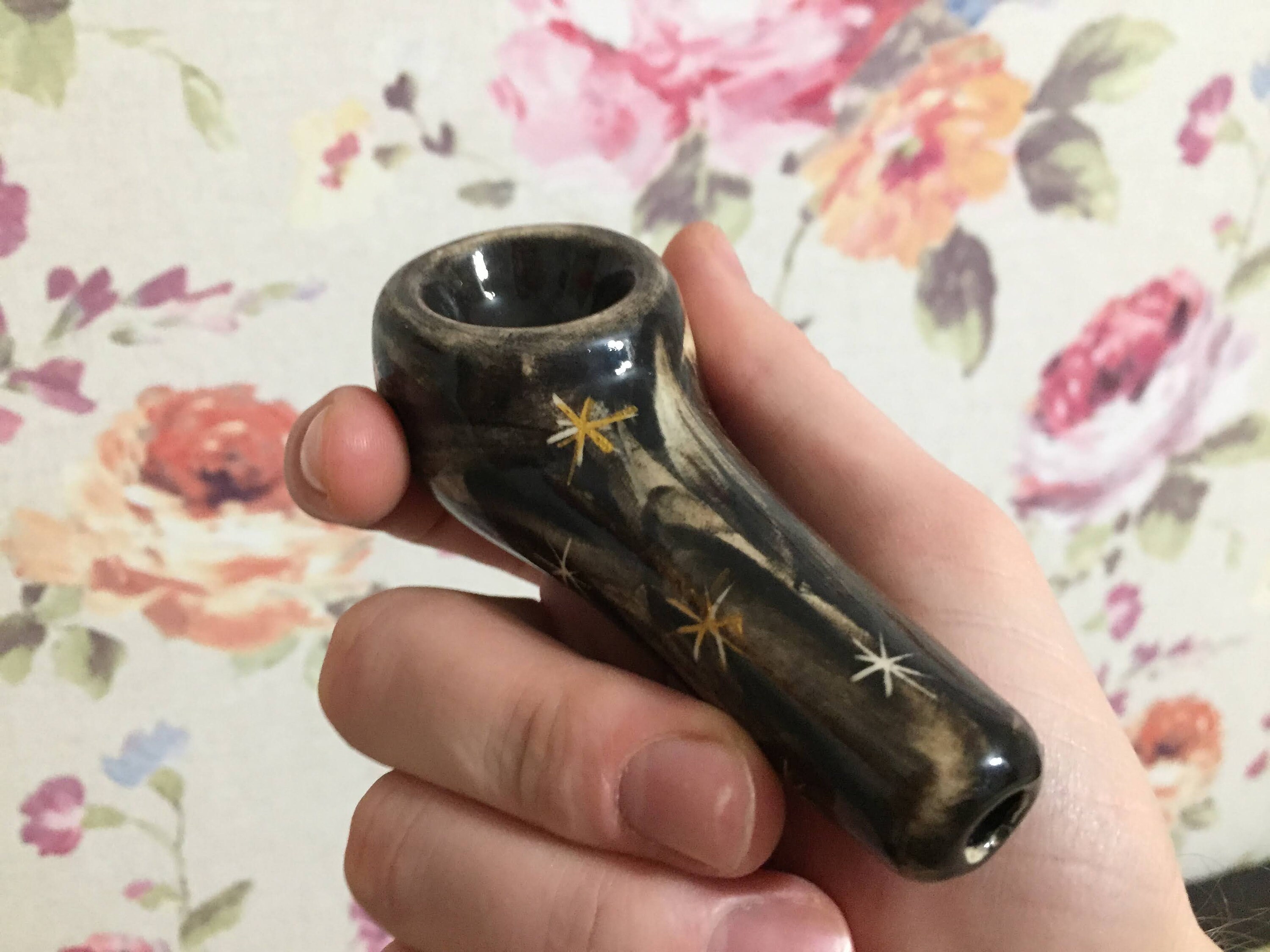 Ceramic smoking pipe Big smoke bowl Art hand painted Unique Etsy