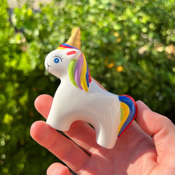 Unicorn Pipe Ceramic Hand Pipe Cute Small Funny Gifts Ideas Rainbow Pipes Gift Ideas Pretty Smoking Bowls Smokingpipe Beautiful Gifts