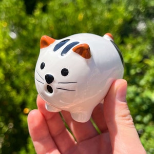 Pipe Cat Ceramic - Unique Fat Cat Pipe - Beautiful Smoking Pipes - Cute Hand Pipes - Cat Lover Gift