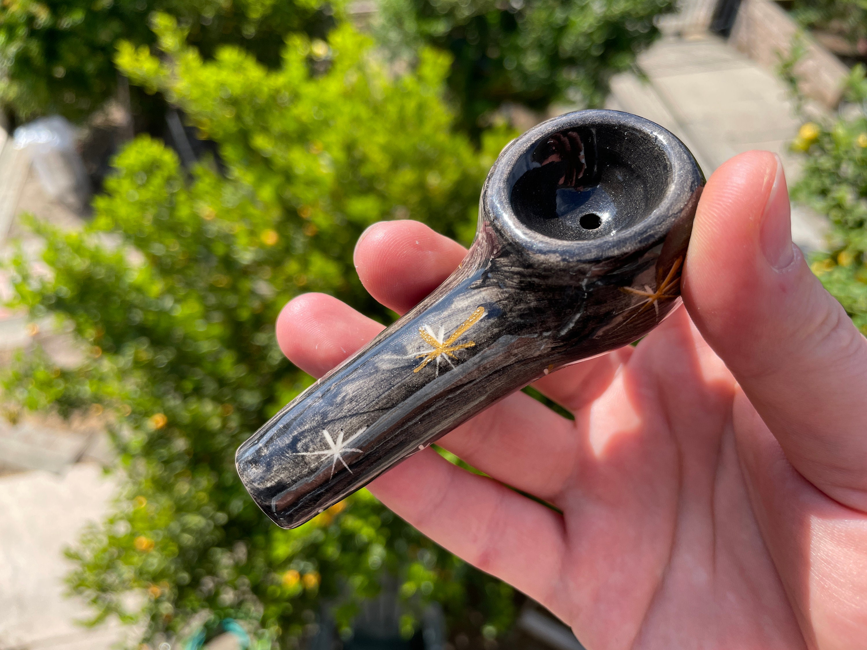 Smoking Pipe Hand Womens Pipes Ceramic Handmade Big Bowl Etsy