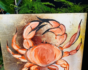 SOLD SOLD SOLD Original Crab painting on gold leaf board