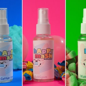 Discount Bundle Sweet Happy Face Mask Refresher Spray//Blue Cotton Candy//Bubblegum//Watermelon Candy//Scented
