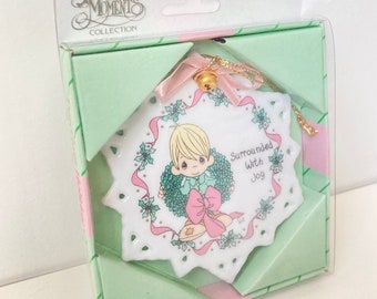 1994 Precious Moments "Surrounded with Joy" Vintage Ornament ~ Porcelain ~ Collectible