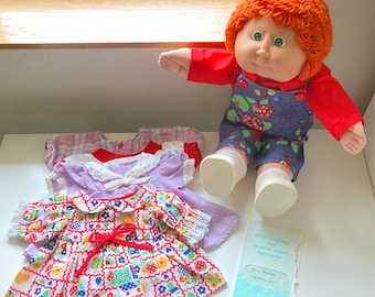 1982 Vintage Cabbage Patch Kids Doll w/Orange Hair & Tongue Out ~ 5 Outfits ~ Collectible