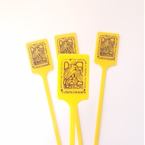 Vintage &quot;GrogShop&quot; Swizzle Stir Sticks ~ Restaurants Chain ~ Set of 4 ~ Collectible