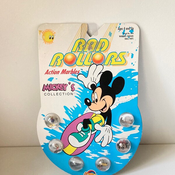 1990 Vintage Disney / Spectra Star "Mickey Collection" Rad Rollers Action Marbles ~ Collectible