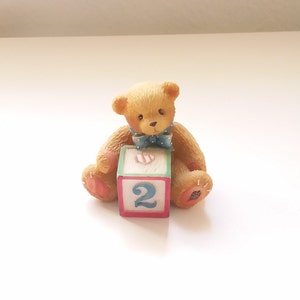 1997 Enesco Cherished Teddies Bear w/Number &quot;2&quot; Block ~ Priscila Hillman 302848 ~ Collectible