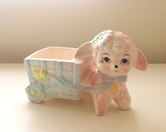 Vintage "Lipco" Baby Lamb Figurine ~ Planter/Nursery Decor ~ Collectible