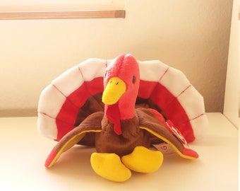 NEW Ty Beanie Baby Gobbles The Turkey 1996 Retired Thanksgiving Plush Bird MWMT 