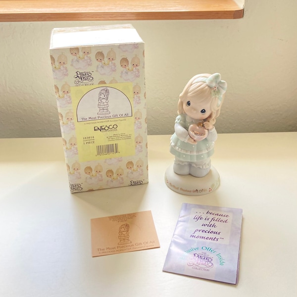 Signed by Sam Butcher ~ 1996 Vintage Precious Moments "The Most Precious Gift of All" Porcelain Figurine ~ Collectible