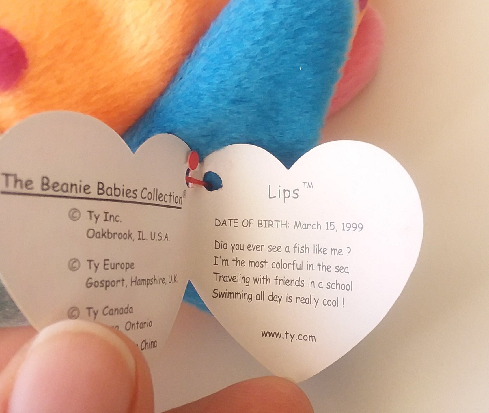 1999 Vintage TY Beanie Baby lips the Fish Style Etsy