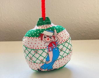 1978 Vintage Bobbs-Merrill Raggedy Andy Christmas Fabric Handmade Ornament ~ Collectible