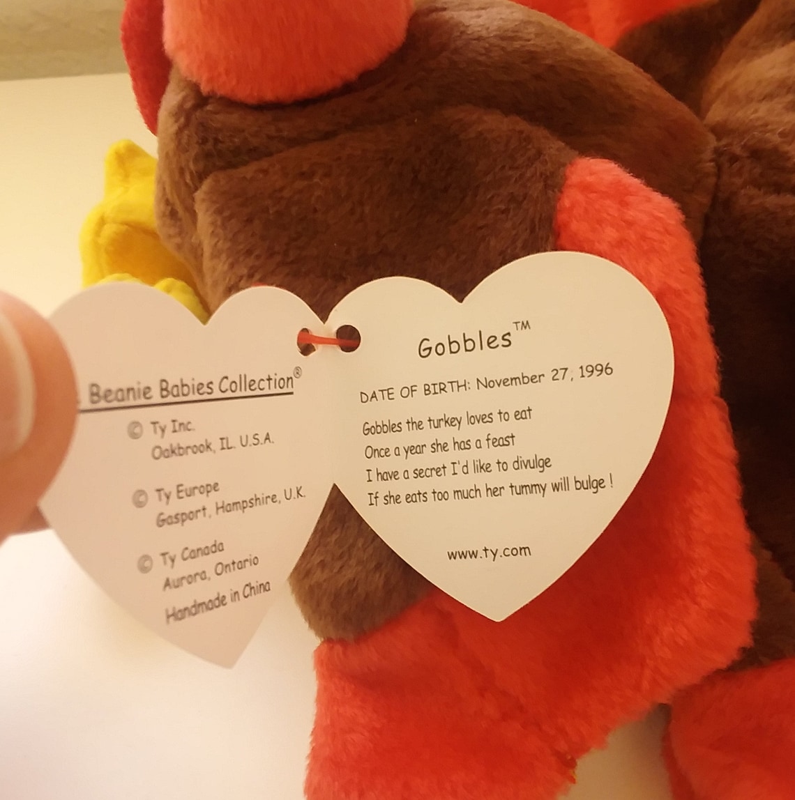 1997 TY Beanie Baby Gobbles Tag Errors Retired Etsy