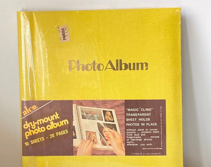 Vintage alco Dry Mount Yellow Photo Album/magic Cling 10 Sheets/20