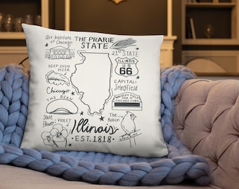 Illinois State Pillow – Midwest Dorm Room Accent Decor