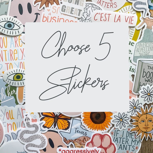 Choose 5 Stickers Pack | Laptop Sticker Pack | Teen Gift Ideas | Laptop Decals | Water Bottle Sticker | Aesthetic Sticker Pack |Cute Boho