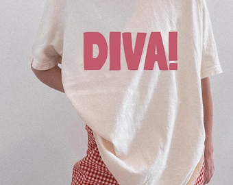 Comfort Colors Ivory "Diva!" Graphic T-Shirt | Relaxed Fit Cotton Tee
