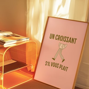 Un Croissant S’il Vous Plaît Print – Cute French Pastry Art – Walking Croissant Illustration Wall Decor