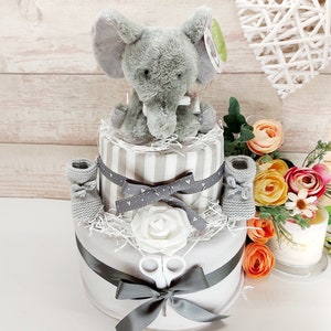 Nappy Cakes, Nappy Cake, Elephant theme, Unisex Baby hamper, Baby boy gift, Baby girl gift, Mum to be gift, Neutral baby shower gift, image 4