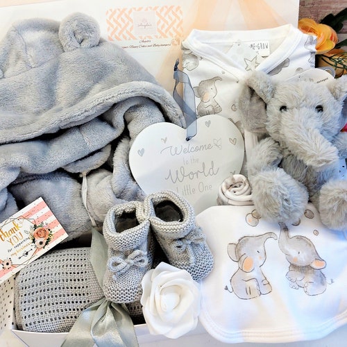 Deluxe Luxury Unisex Baby Hamper Elephant Theme Baby Gift Etsy UK