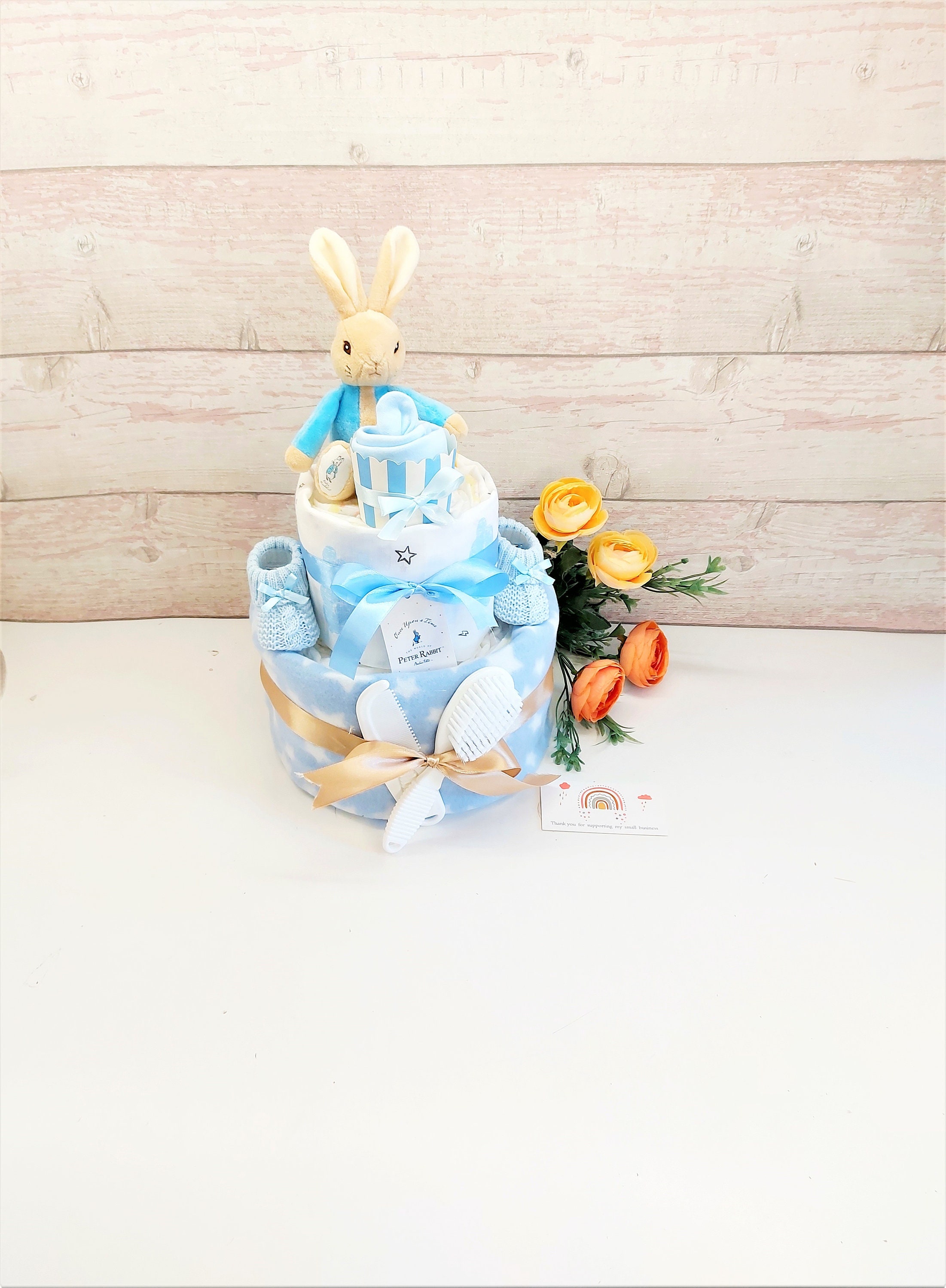 Napy Rabbit Nappy Cake, Peter Rabbit Theme ,nappy Cakes, Baby Shower Gift, Baby Boy ...