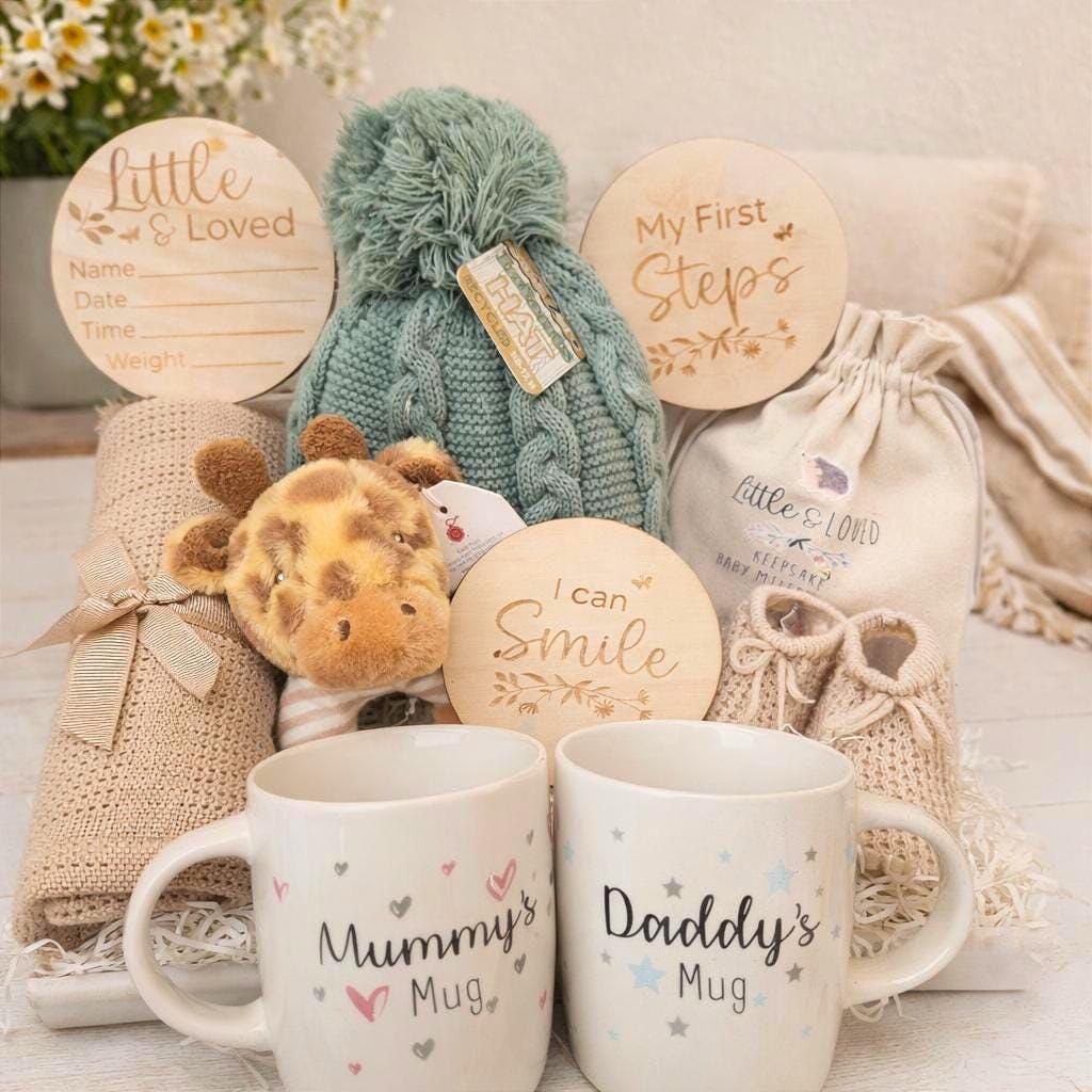 New Baby Gift Hamper | Baby Shower Gift Box | New Mum and Dad Mug Set ...