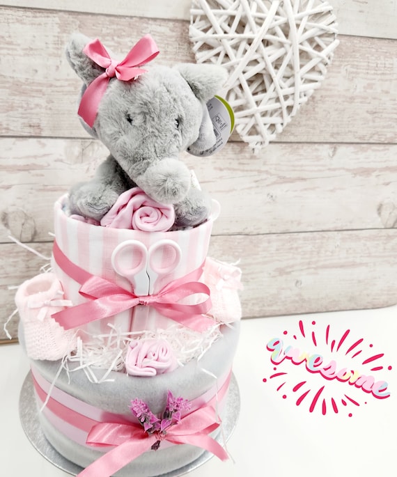 Nappy Cakes Nappy Cake Elephant Theme Unisex Baby Hamper Baby