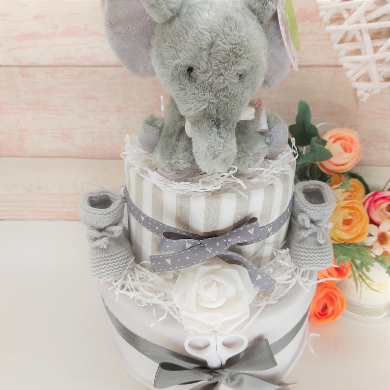 Nappy Cakes, Nappy Cake, Elephant theme, Unisex Baby hamper, Baby boy gift, Baby girl gift, Mum to be gift, Neutral baby shower gift, image 8