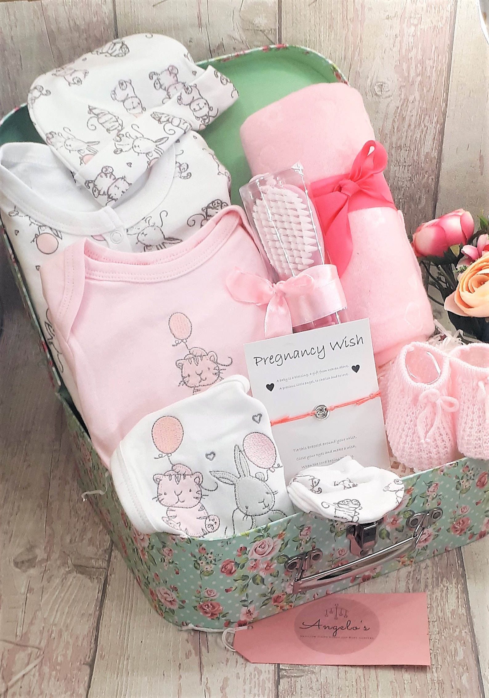 New Baby Girl Hamper Cotton Gift Set with flowers Suitcase Etsy