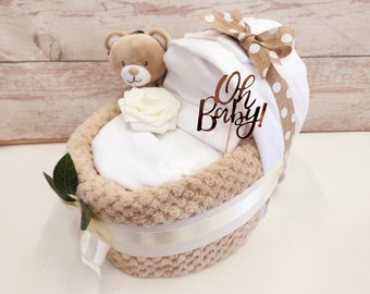 Hamper Nappy Basket Gift New Deluxe Unisex Baby Bear Pram Nappy