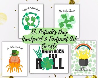 St. Patrick's Day Footprint Art Bundle | St. Patrick's Day Handprint Printable Bundle | Footprint Craft | Handprint Art | Baby Craft