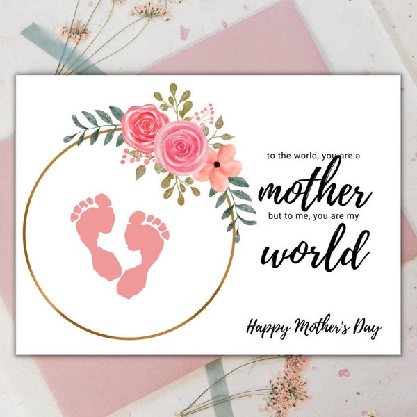 Mother's Day Footprint Art | Mother's Day Handprint Art | To the World You Are A Mother | Crafts for Kids Crafts for Baby Crafts for Daycare