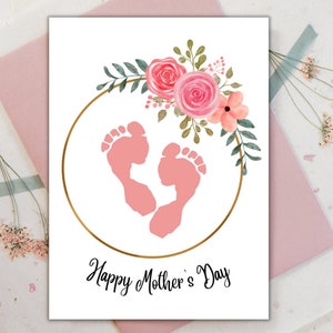 Empreinte artistique pour la fête des mères | Créations artistiques d&#39;empreintes de main pour la fête des mères | Activité peinture empreinte de fleurs pour tout-petits, garderie
