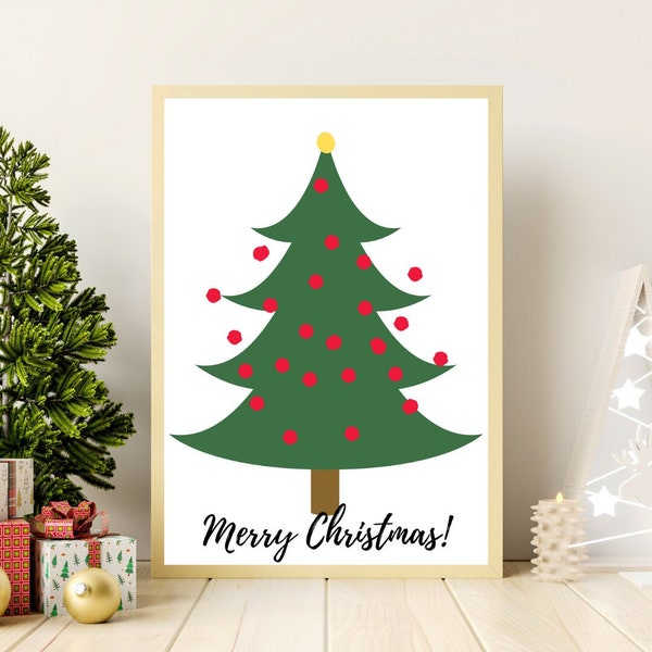 Christmas Tree Fingerprint Art | Christmas Tree Fingerprint Craft | Christmas Crafts for Kids | Fingerprint Printable | Daycare Worksheet