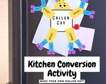 Kitchen Conversion Chart | Kitchen Conversion Worksheet Craft for Kids | Liquid Measuring Conversion Chart for Kids | Gallon Guy Math Craft