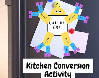 Kitchen Conversion Chart | Kitchen Conversion Worksheet Craft for Kids | Liquid Measuring Conversion Chart for Kids | Gallon Guy Math Craft