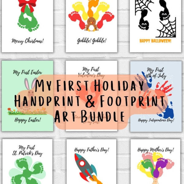 First Holiday Footprint Art | First Holiday Footprint Craft | First Holiday Handprint Art Printable | Baby Craft | Craft for Infants