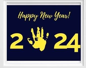 2024 Happy New Year Handprint Art Printable | 2024 New Year Footprint Craft | Handprint Craft | Footprint Art | Craft for Kids and Infants