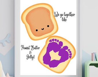 Footprint Art | Handprint Art | We Go Together Like Peanut Butter and Jelly Footprint Craft | Handprint Printable | Baby Art | Craft for Kid